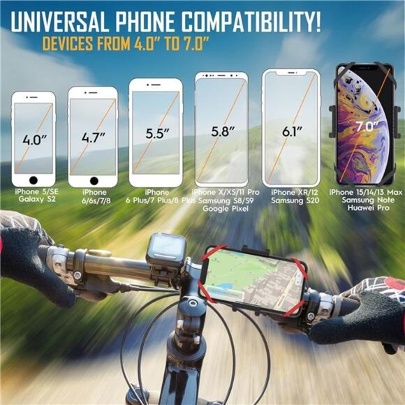Premium Bike Phone Mount Holder | Universal Cell Phone Mount for 4"-7" Phones - Picture 4 of 7